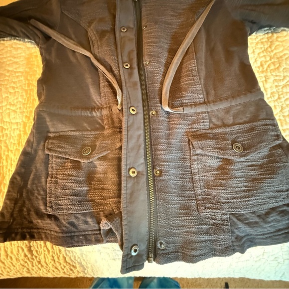 Anthro Saturday Sunday Dark Gray Black XS Charcoal Gray Jacket Knit Anorak - Picture 6 of 13